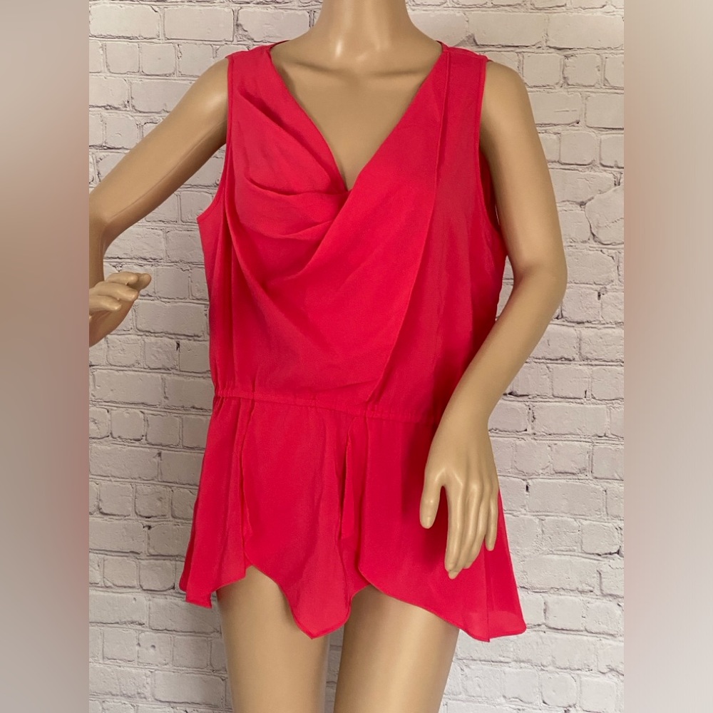 NEW With Tags SPENSE Azalea Pink Shell Top Blouse Peplum Detail elastic waist XL